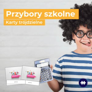 przybory szkolne - karty trójdzielne