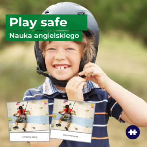 Karty trójdzielne Play Safe – nauka angielskiego o bezpieczeństwie i sporcie dla dzieci